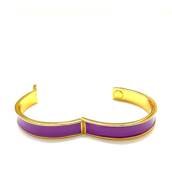 Kate Spade Purple Baja Rose Hinged Turn Lock Pyramid Bangle - Picture 5 of 8